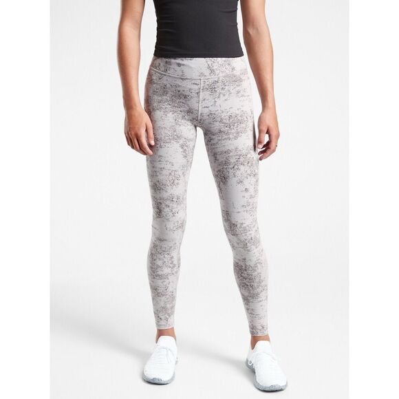 Athleta Girl High Rise Textured Chit Chat Tight Leggings Fog Gray L 12 Girls - Picture 1 of 3